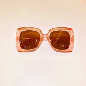 Sparkly Square Sunglasses in Rose Gold Pink (Gucci Style Frames)